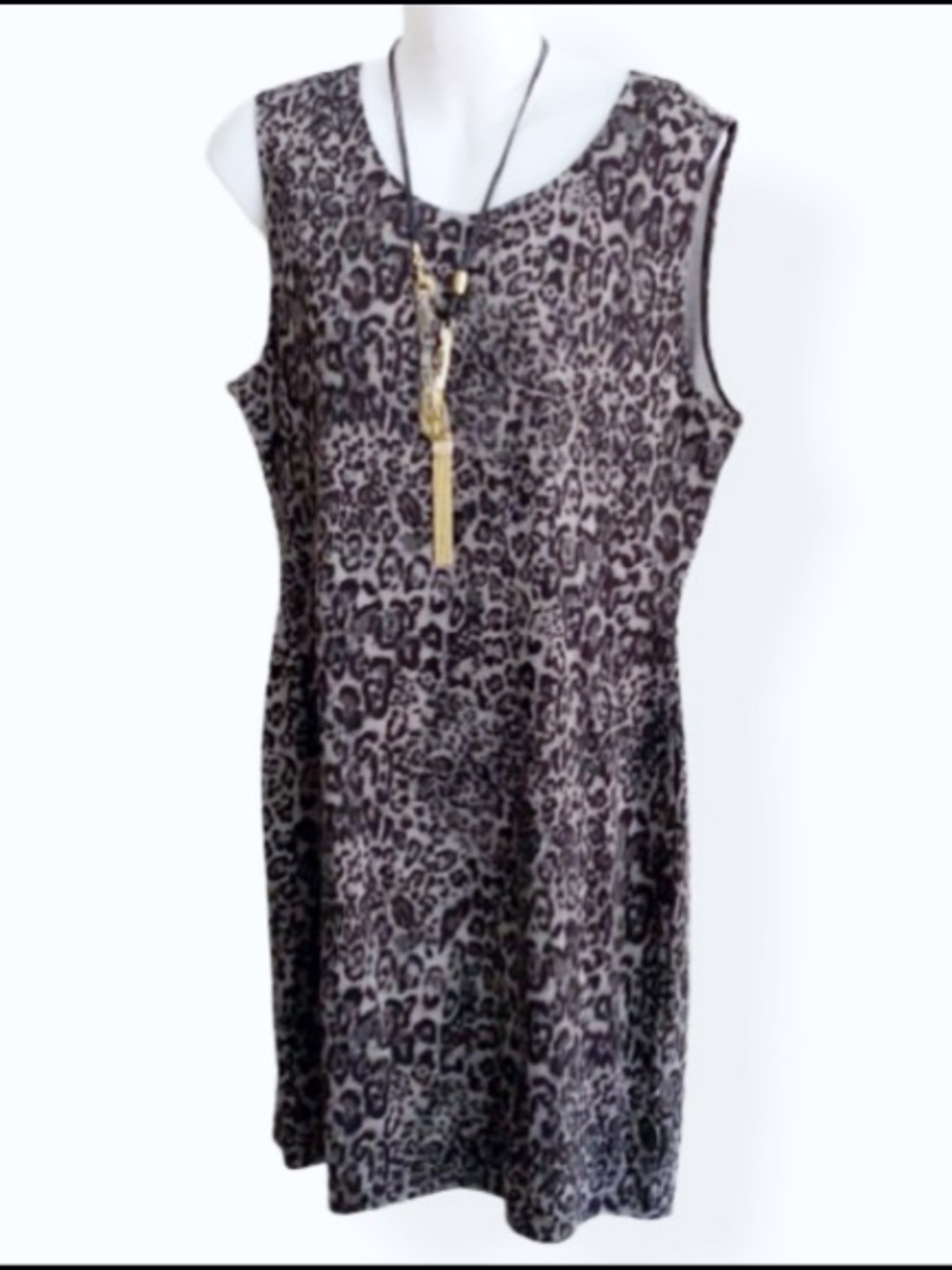 Grey & Black Leopard Knit Sheath Dress …NEW w/o tags!!! Size Large